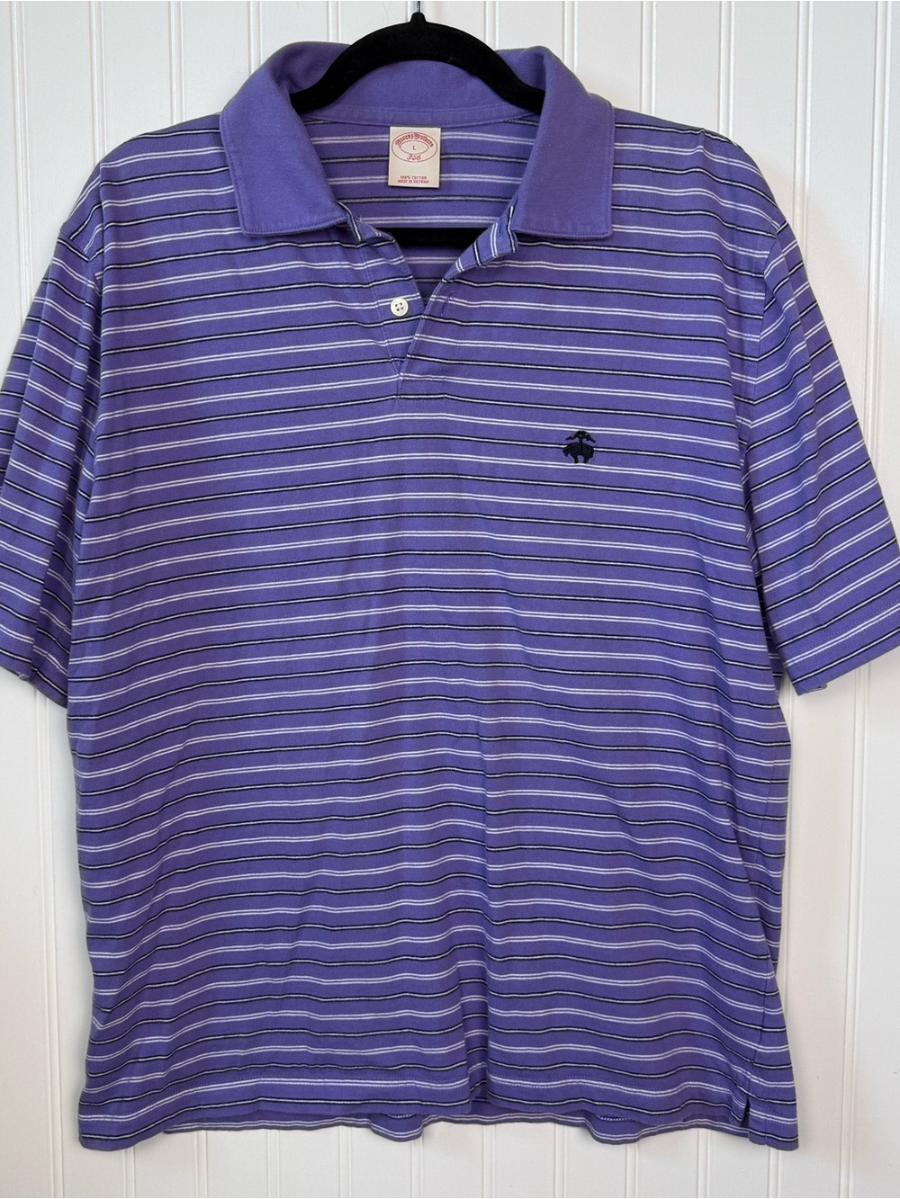 Brooks Brothers Purple Striped Cotton Polo Shirt Men’s Large Classic Preppy